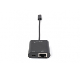 Digitus | USB-Type-C Gigabit Ethernet Adapter + PD with power delivery function | DN-3027 | Black | USB-C port to a Gigabit network connection