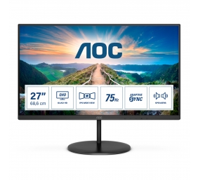 AOC | LCD Monitor | Q27V4EA | 27 " | IPS | QHD | 16:9 | 75 Hz | 4 ms | 2560 x 1440 | 250 cd/m² | Headphone out | HDMI ports quantity 1 | Warranty 36 month(s)