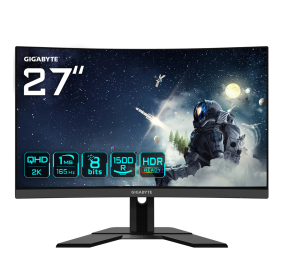 Gigabyte | Curved Gaming Monitor | G27QC A | 27 " | VA | QHD | 16:9 | 165 Hz | 1 ms | 2560 x 1440 pixels | 250 cd/m² | HDMI ports quantity 2 | Black