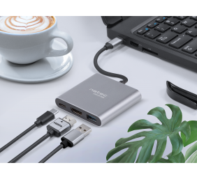 Natec Multi-Port Adapter, Fowler, USB-C, HDMI, USB 3.0 | Natec | USB-C Multiport Adapter | NMP-1607 | Grey | USB Type-C | 0.11 m