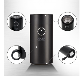 Adler | Coffee grinder | AD4446bs | 150 W | Coffee beans capacity 75 g | Lid safety switch | Black