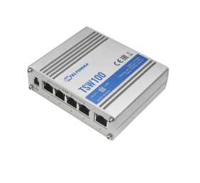 Teltonika | Industiral POE+ Swith | TSW100 | Unmanaged | Desktop | Gigabit Ethernet (copper) ports quantity 5 | Power over Ethernet (PoE) ports quantity 4 | PoE+ ports quantity 4 | 24 month(s)