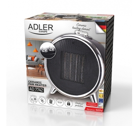 Adler | Fan Heater | AD 7742 | Ceramic | 1500 W | Number of power levels 2 | Black/Silver