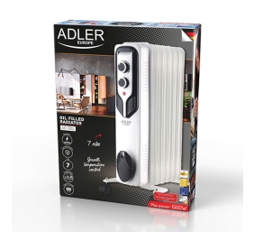 Adler Oil-Filled Radiator AD 7815	 Oil Filled Radiator 1500 W Number of power levels 3 White