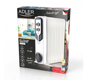 Adler | Oil-Filled Radiator | AD 7817 | Oil Filled Radiator | 2500 W | Number of power levels 3 | White