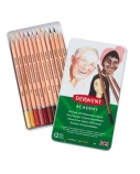 Akvarelinių pieštukų rinkinys Derwent Academy, 12 odos atspalvių spalvų, metalinėje dėžutėje