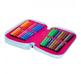 Forminis dviejų skyrių penalas su priedais CoolPack Jumper 2 Pink Scribble