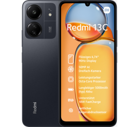 Xiaomi Redmi 13C 5G (Starry Black) DS 6.74“ IPS LCD 720x1600/2.2GHz&2.0GHz/128GB/4GB RAM/MIUI 14/microSDXC/WiFi,BT,5G,MZB0GXMEU