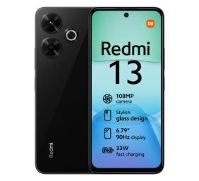 Xiaomi Redmi | 13 | Midnight Black | 6.79 " | IPS LCD | 1080 x 2460 pixels | Mediatek | Internal RAM 6 GB | 128 GB | microSDXC | Dual SIM | Nano SIM | Main camera resolution 108+2 MP | Secondary camera resolution 13 MP | Android | 14 | 5030 mAh