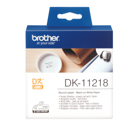 Brother DK-11218 Round Labels, Black on White Paper, 24 mm, 1000 labels per roll