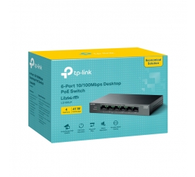 TP-LINK | 6-Port 10/100 Mbps Desktop Switch with 4-Port PoE | LS106LP | Unmanaged | Desktop