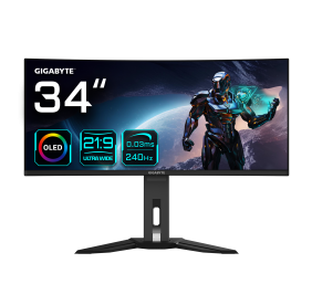 Gigabyte MO34WQC2 EK1 | 34 " | OLED | WQHD | 240 Hz | 0.03 ms | 3440 x 1440 pixels | 250 cd/m² | HDMI ports quantity 2