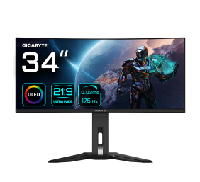 Gigabyte MO34WQC EK1 | 34 " | OLED | WQHD | 175 Hz | 0.03 ms | 3440 x 1440 pixels | 250 cd/m² | HDMI ports quantity 2