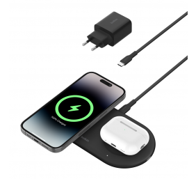 Belkin 2-in-1 Wireless Magnetic Charging Station with Qi2 (15W) | WIZ021vfBK