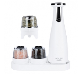 Adler | Electric Salt and pepper grinder | AD 4449w | Grinder | 7 W | Housing material ABS plastic | Lithium | Mills with ceramic querns; Charging light; Auto power off after: 3 minutes; Fully charged for 120 minutes of continuous use; Charging time: 2.5 