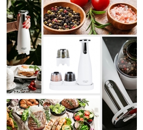 Adler | Electric Salt and pepper grinder | AD 4449w | Grinder | 7 W | Housing material ABS plastic | Lithium | Mills with ceramic querns; Charging light; Auto power off after: 3 minutes; Fully charged for 120 minutes of continuous use; Charging time: 2.5 