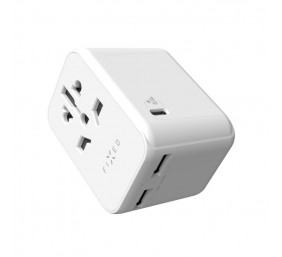 Fixed | Voyager World Adapter | FIXCT30-1C2A-WH | USB-A/USB-C | Travel Adapter