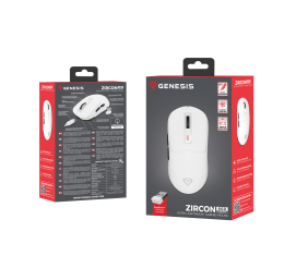 Genesis Gaming Mouse | Zircon 660 | Wired/Wireless | 2.4 GHz, Bluetooth, USB | White