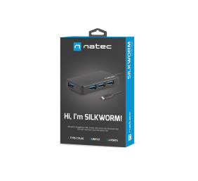 Natec USB 3.0 HUB, Silkworm, 4-Port, Black | Natec | 4 Port Hub With USB 3.0 | Silkworm NHU-1343 | Black | USB Type-C | 0.15 m