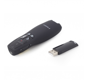 Gembird | Wireless presenter with laser pointer | WP-L-02 | Black | Depth 25 mm | Height 105 mm | Red laser pointer. 4 buttons to control most used PowerPoint presentation functions. Interface: USB. Presenter control distance: up to 10 m. | Yes | Weight 8