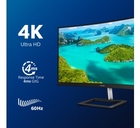 Philips | Curved | 328E1CA | 31.5 " | VA | 4K UHD | 16:9 | 250 Hz | 4 ms | 3840 x 2160 pixels | 250 cd/m² | HDMI ports quantity 1 x HDMI 2.0 | Black