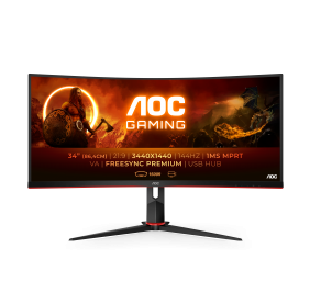 AOC | Gaming Monitor | CU34G2X | 34 " | VA | QHD | 21:9 | 144 Hz | 1 ms | 3440 x 1440 pixels | 300 cd/m² | Headphone out (3.5 mm) | HDMI ports quantity 2 | Black