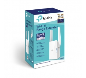 TP-LINK | Extender | RE505X | 802.11ax | 2.4GHz/5GHz | 300+1200 Mbit/s | 10/100/1000 Mbit/s | Ethernet LAN (RJ-45) ports 1 | MU-MiMO No | no PoE | Antenna type 2xExternal