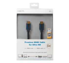 Logilink | Premium HDMI Cable for Ultra HD | Black | HDMI male (type A) | HDMI male (type A) | HDMI to HDMI | 5 m