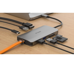 D-Link | 8-in-1 USB-C Hub with HDMI/Ethernet/Card Reader/Power Delivery | DUB-M810 | USB hub | USB Type-C