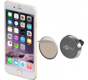 Goobay | Magnetic mount Metal Slim Design for smartphones (35mm) | 38685 | Black/Silver | Magnetic holder is suitable for almost every smartphone; Quick-Snap assembly technology for quick and easy use; Smart and almost invisible fastening option on the ca